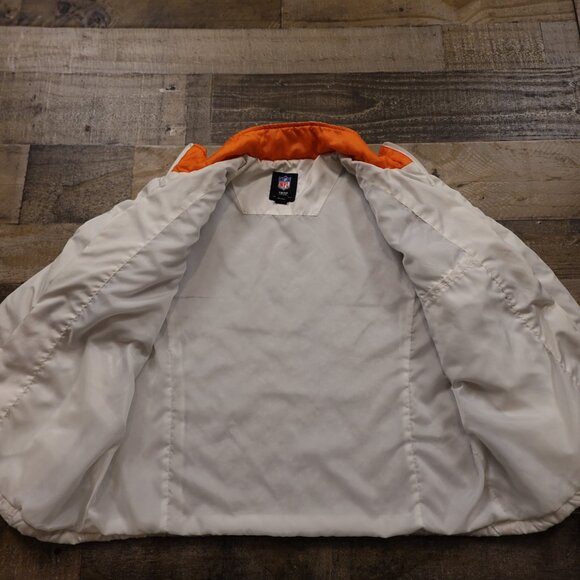 NFL Team Apparel Denver Broncos Quilted Jacket Women’s Large White Orange Warm - Picture 11 of 14